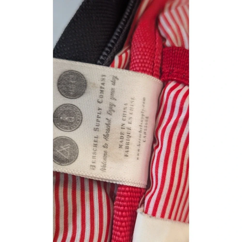 Herschel Charcoal Grey black  Backpack  red white  lining  as is